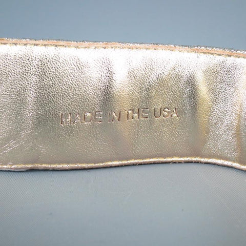 OSCAR DE LA RENTA Silver Metallic Tulle Gold Knot Buckle Leather Belt