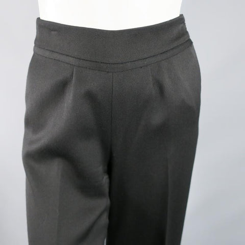 OSCAR DE LA RENTA Size 2 Black Wool  High Rise Wide Leg Ribbon Waist Dress Pants