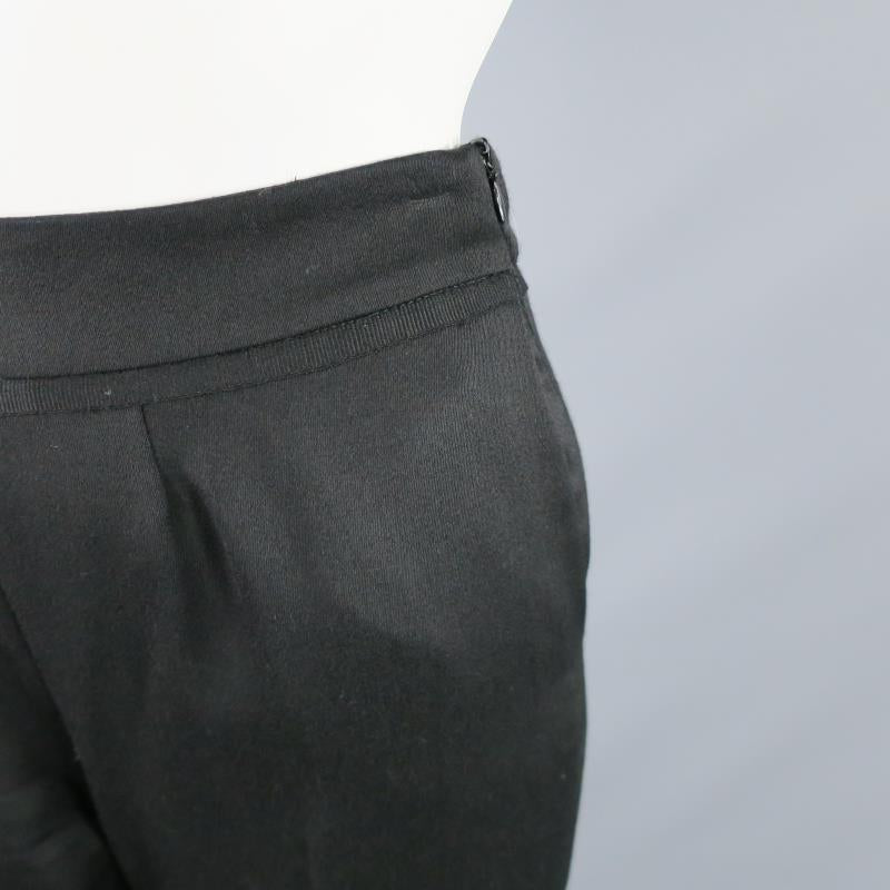 OSCAR DE LA RENTA Size 2 Black Wool  High Rise Wide Leg Ribbon Waist Dress Pants