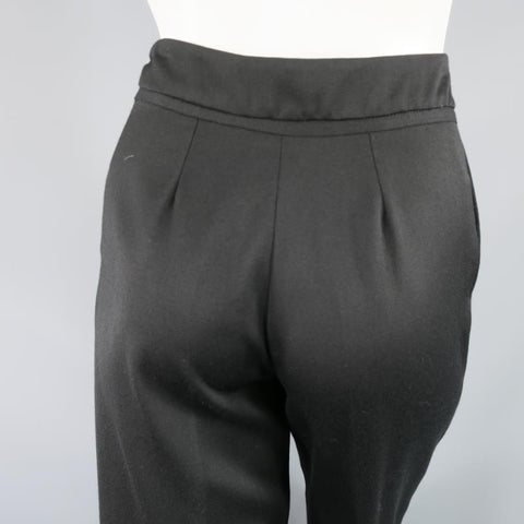 OSCAR DE LA RENTA Size 2 Black Wool  High Rise Wide Leg Ribbon Waist Dress Pants