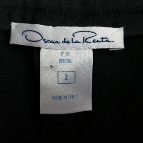 OSCAR DE LA RENTA Size 2 Black Wool  High Rise Wide Leg Ribbon Waist Dress Pants