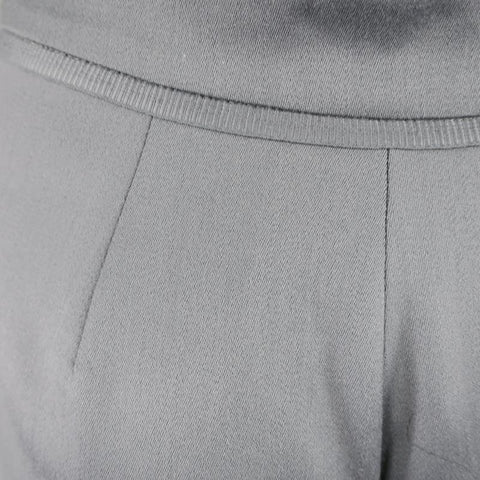 OSCAR DE LA RENTA Size 2 Silver Grey Wool High Rise Wide Leg Ribbon Dress Pants