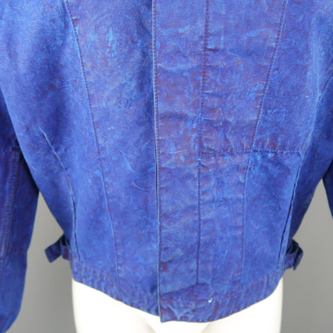 OUR LEGACY 38 Blue Paint Effect Cotton Epaulet Bomber Jacket