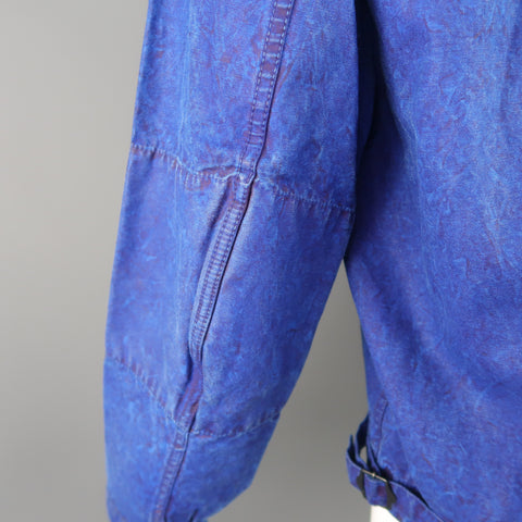 OUR LEGACY 38 Blue Paint Effect Cotton Epaulet Bomber Jacket