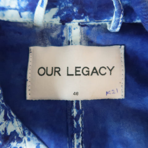OUR LEGACY 38 Blue Paint Effect Cotton Epaulet Bomber Jacket