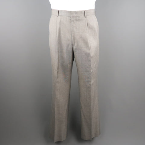 PACO RABANNE 44 Silver Grey Solid Wool Blend Top Stitch Peak Lapel Suit