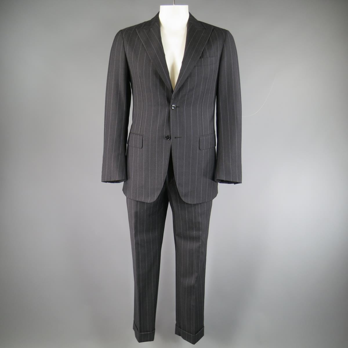 PAL ZILERI 40 Regular Charcoal & Lavender Striped Wool