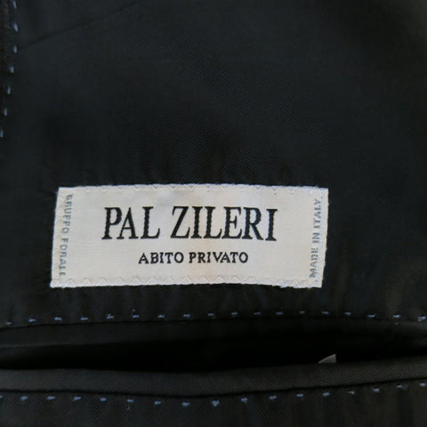 PAL ZILERI 40 Regular Charcoal Striped Wool 3 Button Notch Lapel Suit