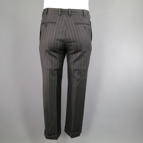 PAL ZILERI 40 Regular Charcoal Striped Wool 3 Button Notch Lapel Suit