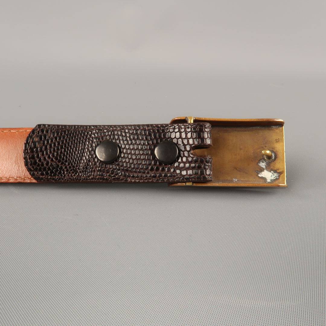 PAT AREIAS Size 32 Vintage Copper Buckle Brown Lizard Belt