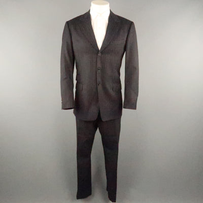 PAUL SMITH 38 Black Pinstripe Wool 34x31 Notch Lapel  Suit
