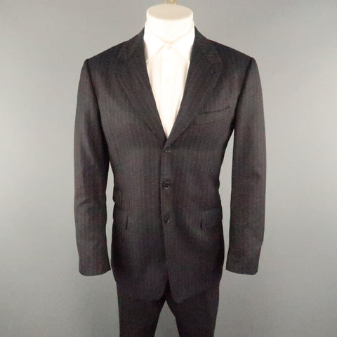 PAUL SMITH 38 Black Pinstripe Wool 34x31 Notch Lapel  Suit