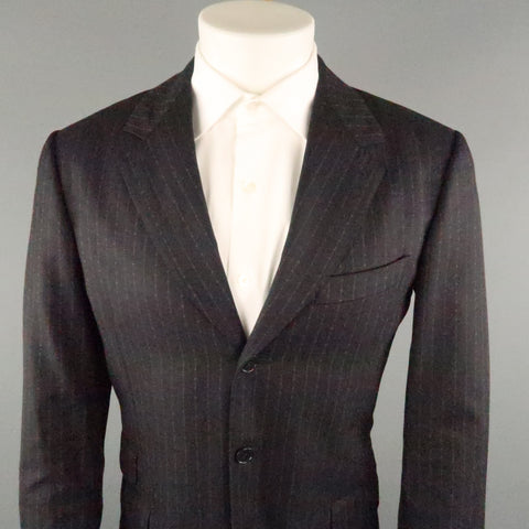 PAUL SMITH 38 Black Pinstripe Wool 34x31 Notch Lapel  Suit