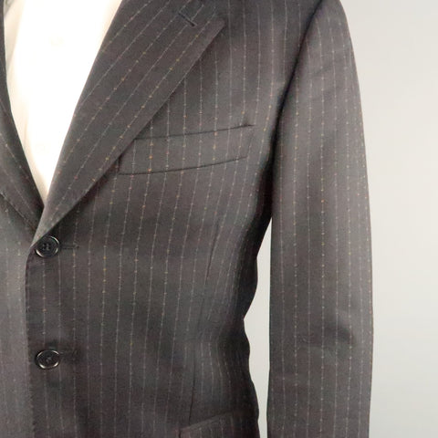 PAUL SMITH 38 Black Pinstripe Wool 34x31 Notch Lapel  Suit