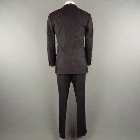 PAUL SMITH 38 Black Pinstripe Wool 34x31 Notch Lapel  Suit
