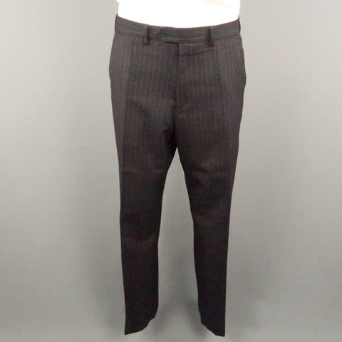 PAUL SMITH 38 Black Pinstripe Wool 34x31 Notch Lapel  Suit