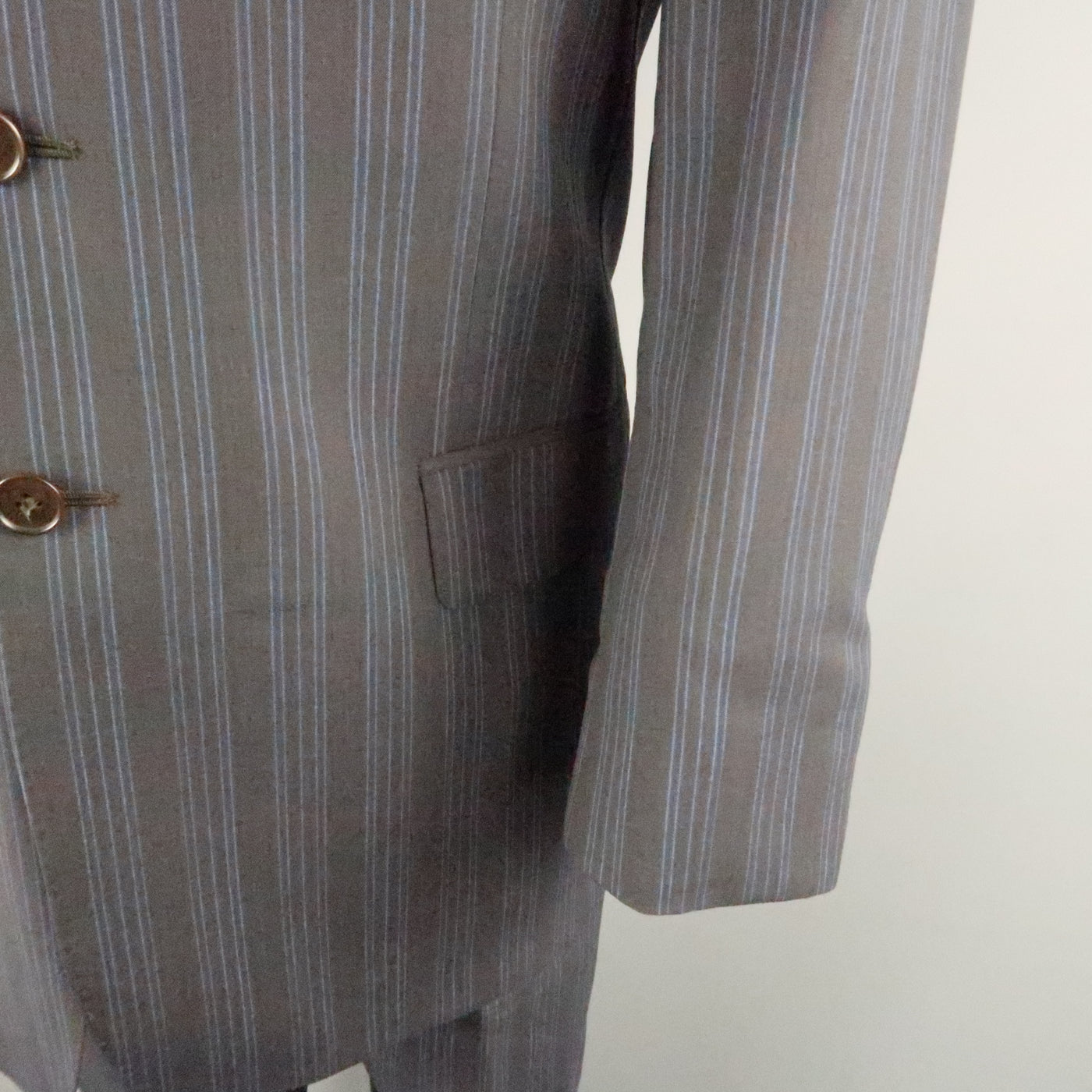 PAUL SMITH Chest Size 40 Gray & Blue Stripe Viscose Notch Lapel 34 30 Suit