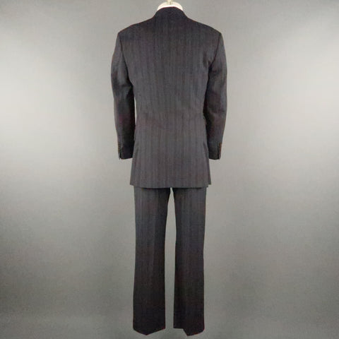 PAUL SMITH Chest Size 40 Gray & Blue Stripe Viscose Notch Lapel 34 30 Suit