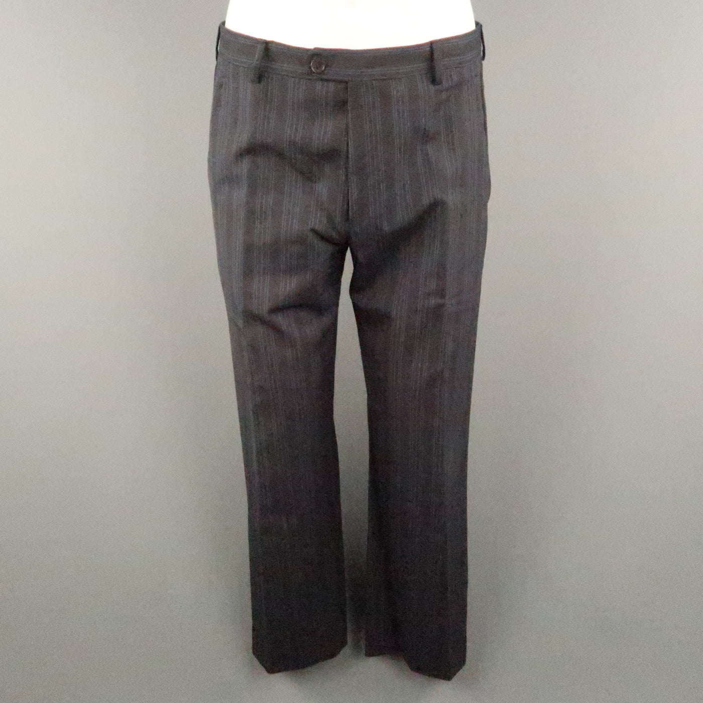 PAUL SMITH Chest Size 40 Gray & Blue Stripe Viscose Notch Lapel 34 30 Suit