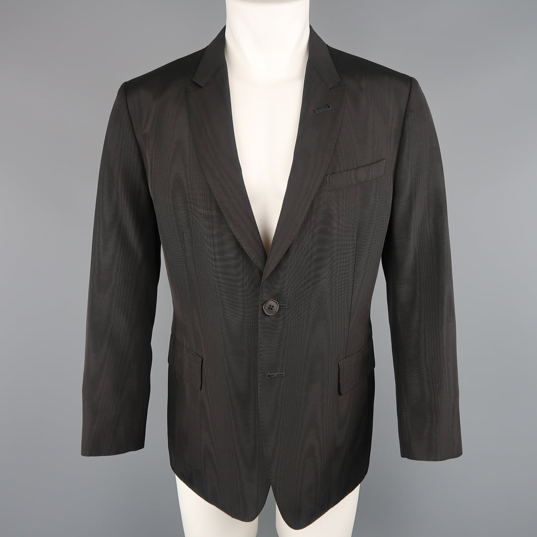 PAUL SMITH 42 Manteau / Veste de sport à revers skinny en taffetas moiré noir