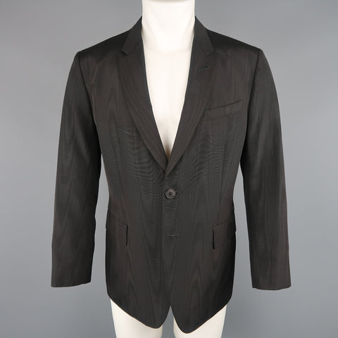 PAUL SMITH 42 Black Moire Taffeta Skinny Peak Lapel Sport Coat / Jacket
