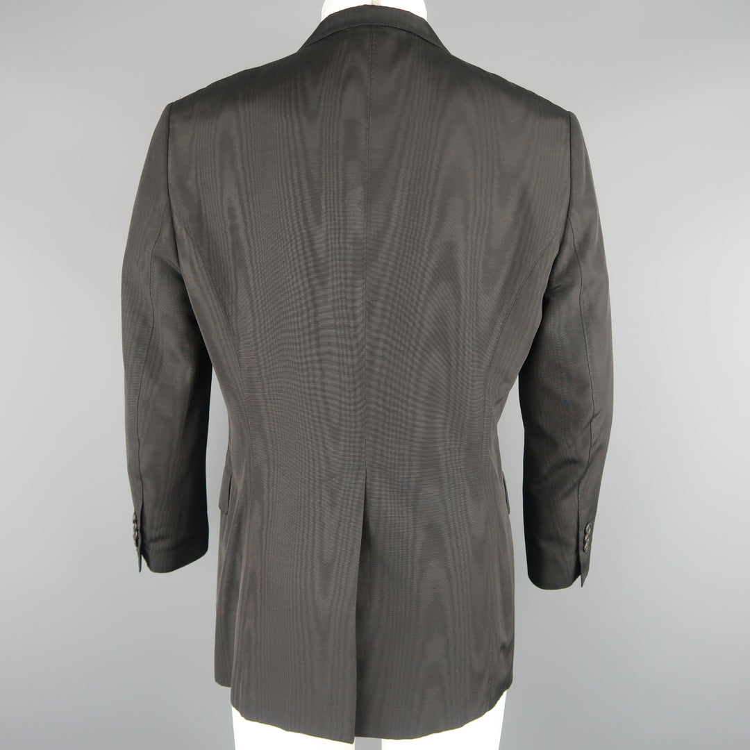 PAUL SMITH 42 Black Moire Taffeta Skinny Peak Lapel Sport Coat / Jacket