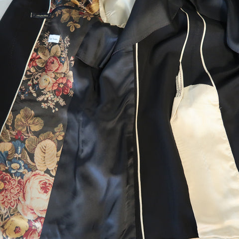 PAUL SMITH 42 Manteau / Veste de sport à revers skinny en taffetas moiré noir