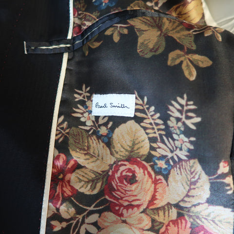 PAUL SMITH 42 Manteau / Veste de sport à revers skinny en taffetas moiré noir