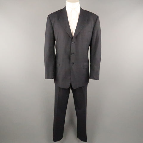 PAUL SMITH Chest Size 42 Charcoal Plaid Wool Notch Lapel 34 32 Suit