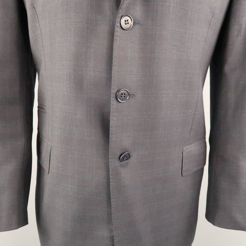 PAUL SMITH Chest Size 42 Charcoal Plaid Wool Notch Lapel 34 32 Suit
