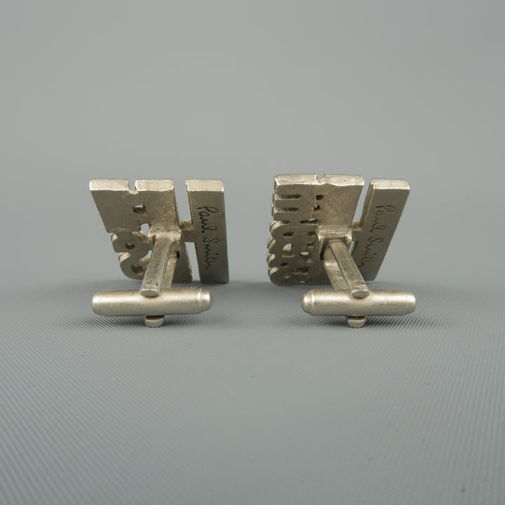 PAUL SMITH Silver Tone Metal Blue & Yellow HIS & HERS Cuff Links