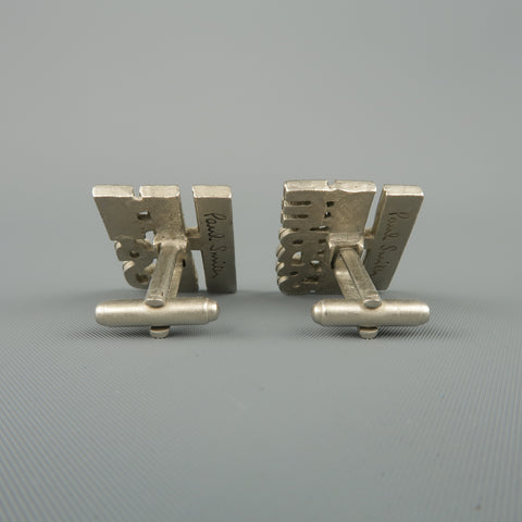 PAUL SMITH Silver Tone Metal Blue & Yellow HIS & HERS Cuff Links
