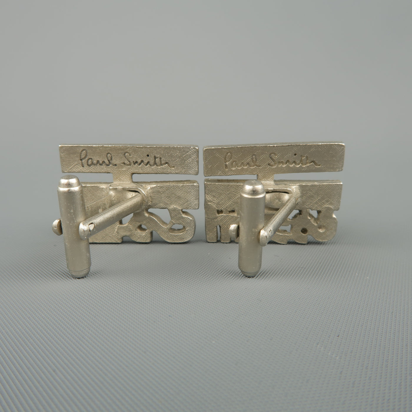 PAUL SMITH Silver Tone Metal Blue & Yellow HIS & HERS Cuff Links