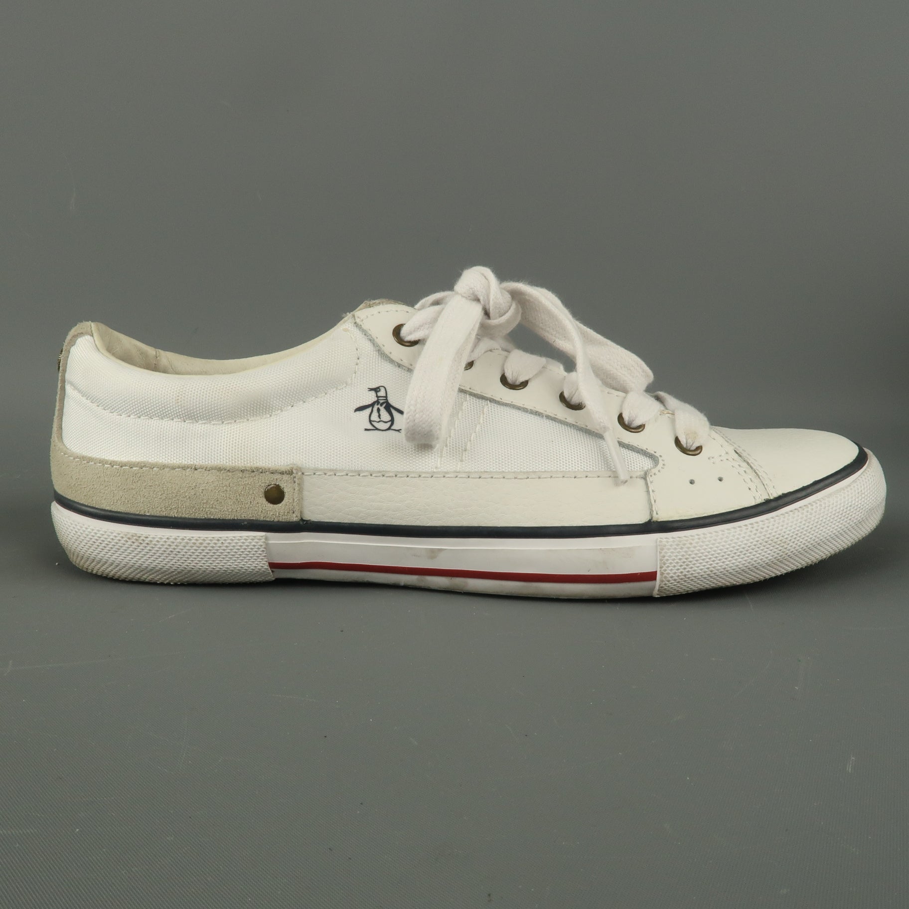 PENGUIN Size 8 White Solid Nylon Lace Up Sneakers Sui Generis Designer Consignment