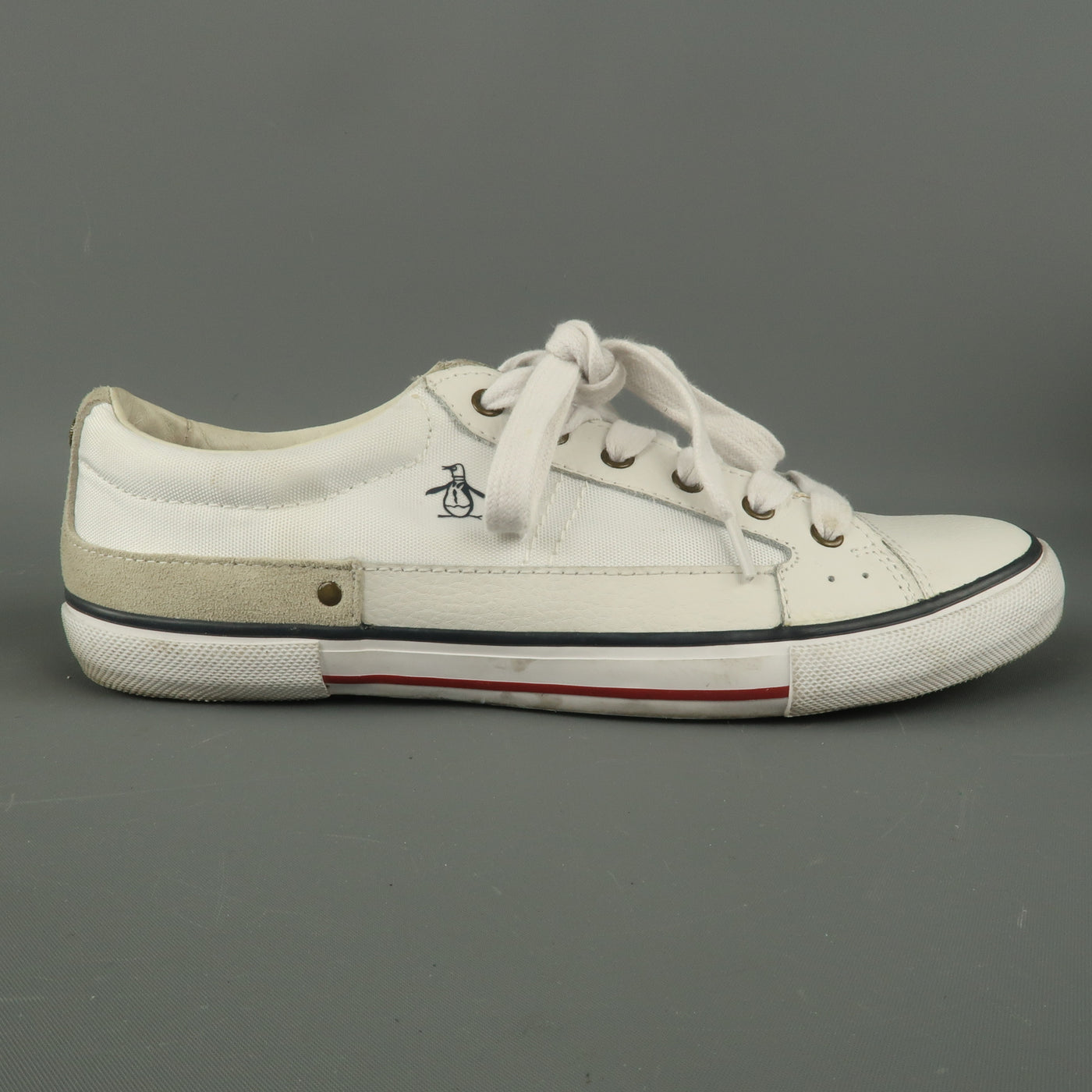 PENGUIN Size 8 White Solid Nylon Lace Up Sneakers