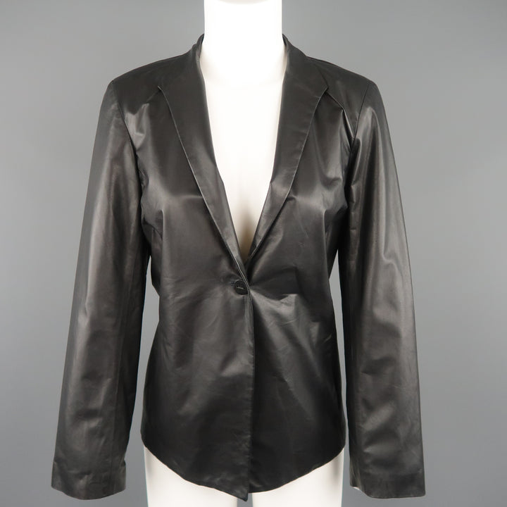 PETER COHEN Size S Navy Leather Single Button Sport Coat Jacket