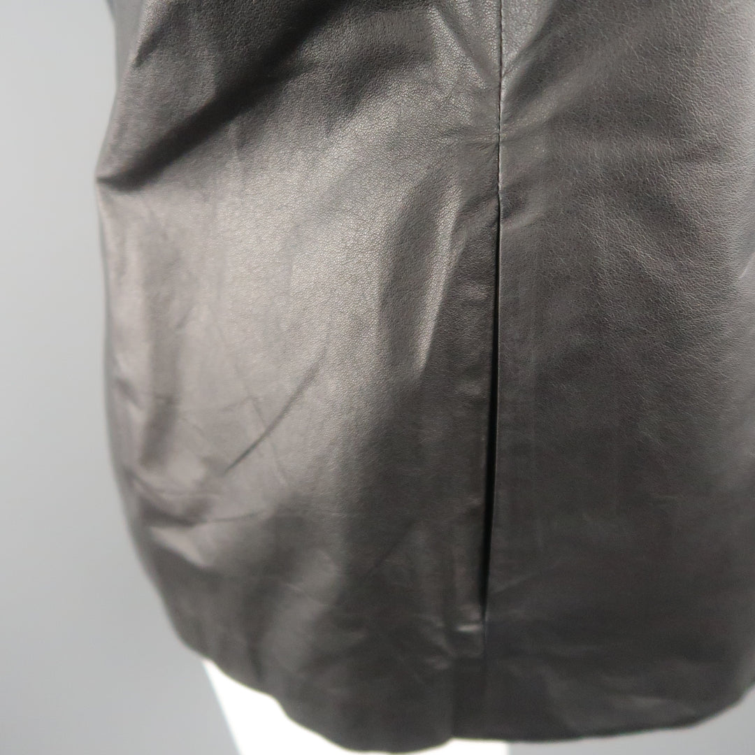 PETER COHEN Size S Navy Leather Single Button Sport Coat Jacket