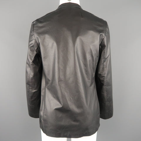 PETER COHEN Size S Navy Leather Single Button Sport Coat Jacket