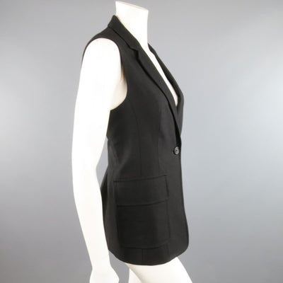 PHILLIP LIM Size 6 Black Virgin Wool Blend Notch Lapel Blazer Vest