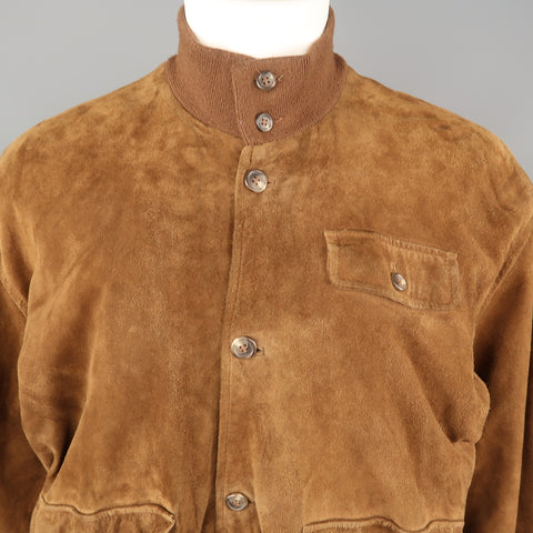 POLO RALPH LAUREN M Cazadora bomber con botones de ante marrón 
