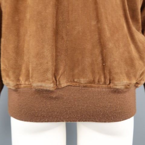 POLO RALPH LAUREN M Brown Suede Buttoned Bomber Jacket