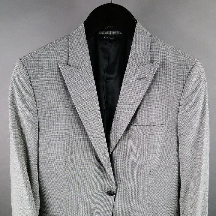 PRADA 38 Regular Black & White Houndstooth Wool Sport Coat