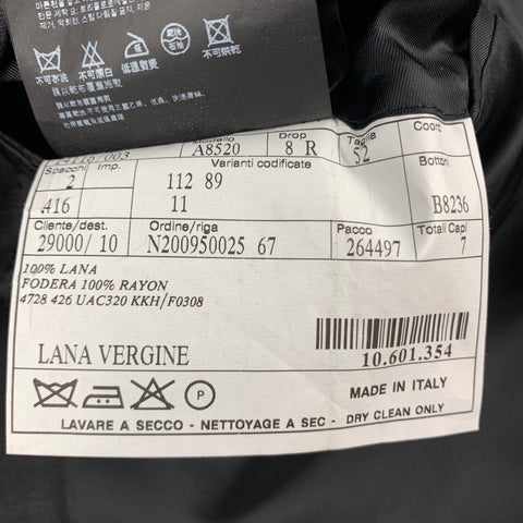PRADA 42 Regular Charcoal Wool Notch Lapel Suit