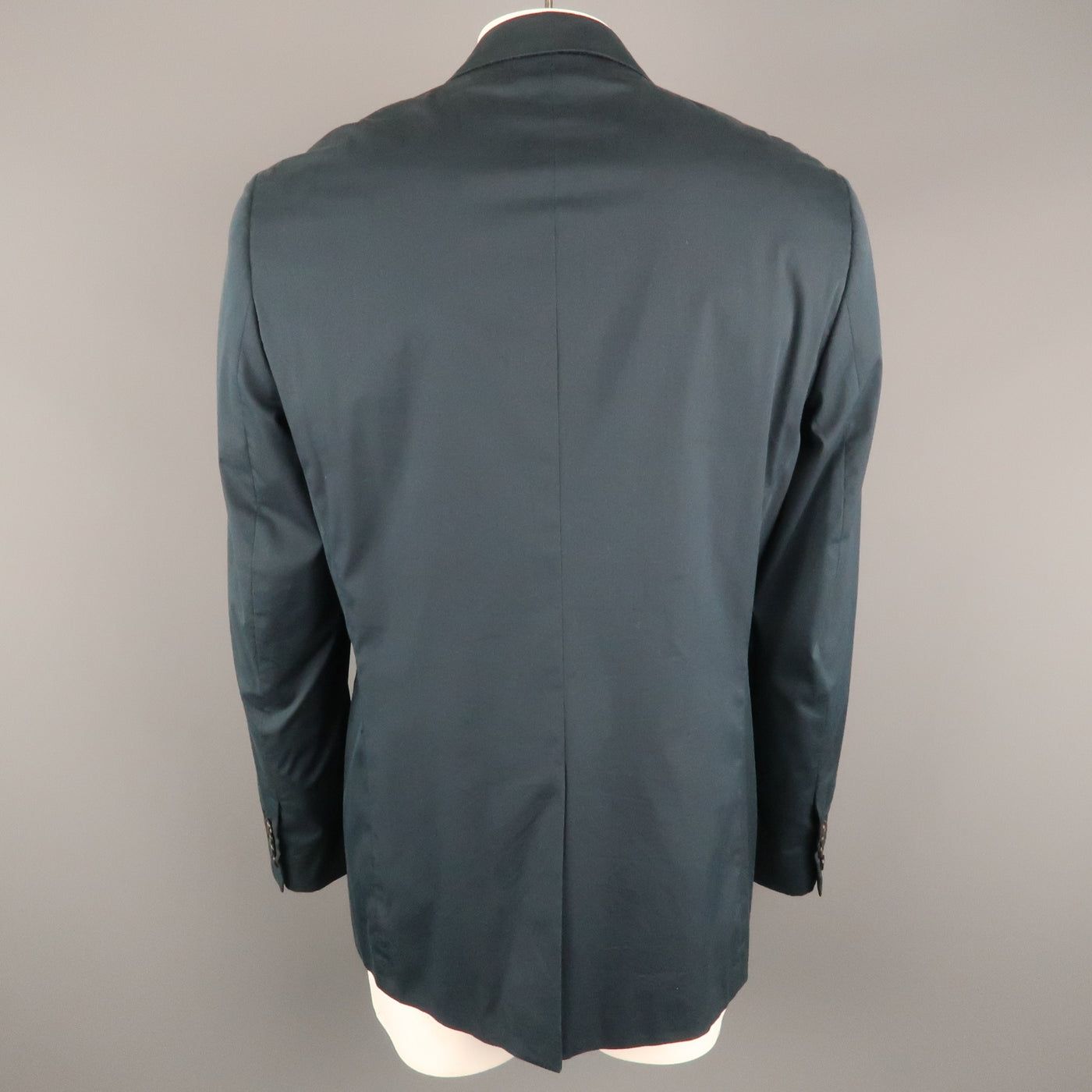 PRADA Chest Size 44 Regular Solid Navy Cotton Blend Notch Lapel Sport Coat
