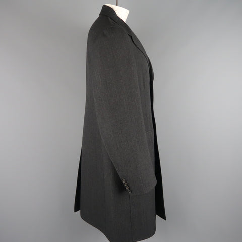 PRADA Size 46 Charcoal Glenplaid Wool Notch Lapel Coat