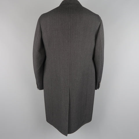 PRADA Size 46 Charcoal Glenplaid Wool Notch Lapel Coat