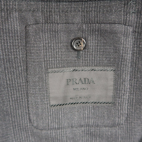 PRADA Size 46 Charcoal Glenplaid Wool Notch Lapel Coat