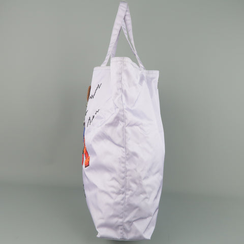 PRADA Lavender Nylon Robot 6 Lady Embellished Tote Handbag