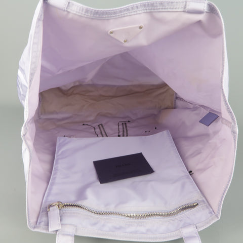 PRADA Lavender Nylon Robot 6 Lady Embellished Tote Handbag