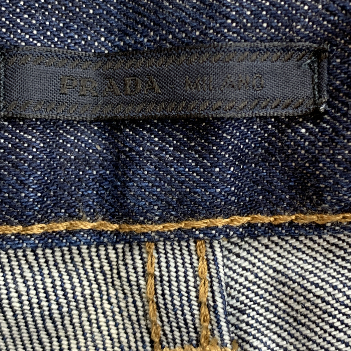 PRADA Size 33 x 34 Indigo Solid Cotton Button Fly Jeans